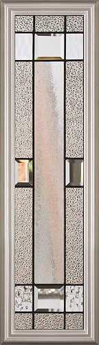 1-Lite Portrait Rectangular Decorative Glass 1/2 Insert, Black Caming