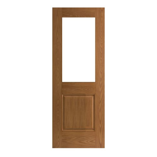 1/2-Lite Over 1-Panel Oak Exterior Fiberglass Door, 22 in. x 48 in. Cut Out 8-0