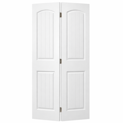 Santa Fe 2-Door Bifold – Primed 2-Panel Planked Arch Top Interior Door